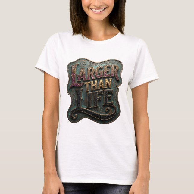 Camiseta Limpa Roxa LARGER THAN LIFE Slogan (Frente)