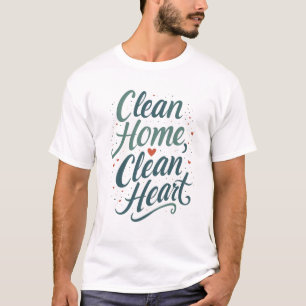 Camiseta Limpar Coração Limpo em Casa   Tee viva Minimalist