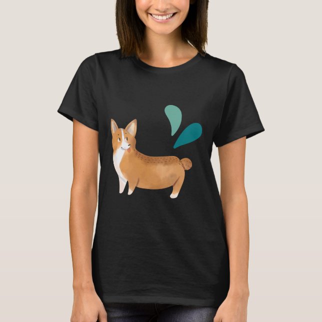 Camiseta Limpar Corgi de Aquarela (Frente)