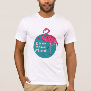 Camiseta Limpe Sua Mente Kawaii Belo Flamingo Rosa