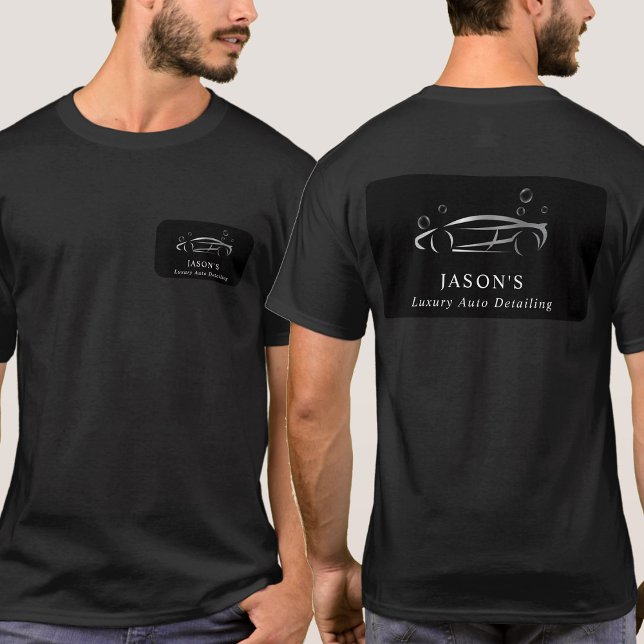 Camiseta Limpeza Automática de Carros Pretos e Silvosos de  (Black & Silver Luxury Auto Detailing Car Cleaning T-Shirt)