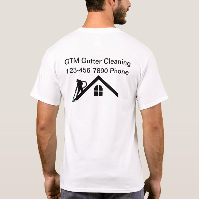 Camiseta Limpeza de Gutter Logotipo comercial para Tripulaç (Verso)