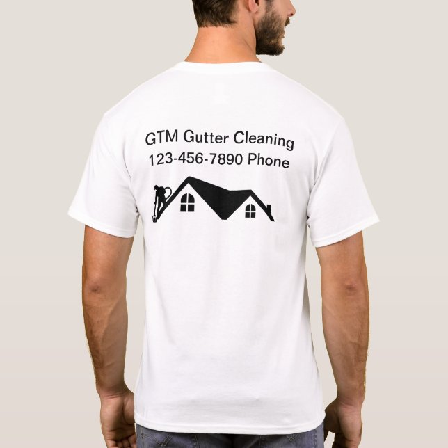Camiseta Limpeza de Gutter Logotipo comercial para Tripulaç (Verso)