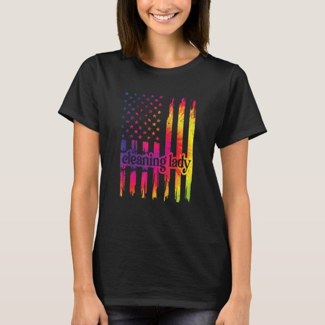 Camiseta Limpeza Lady Us Flag Cleaner (Frente)