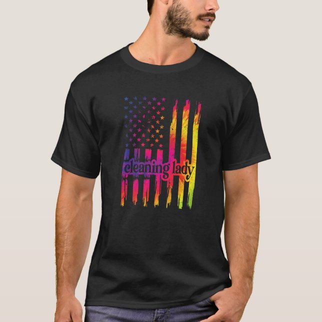 Camiseta Limpeza Lady Us Flag Cleaner (Frente)