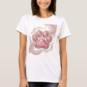 Camiseta Limpo Prata PINK JOIA IMPRESSÃO DE PATAS Design Gr