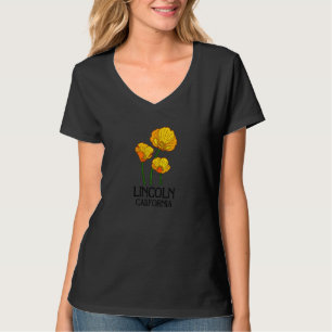 Camiseta Lincoln California CA Poppy Flower State City Vint