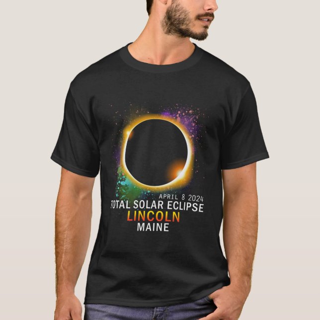 Camiseta Lincoln Maine Total Eclipse Solar 2024 (Frente)
