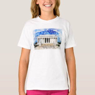 Camiseta Lincoln Memorial facade em aquarela