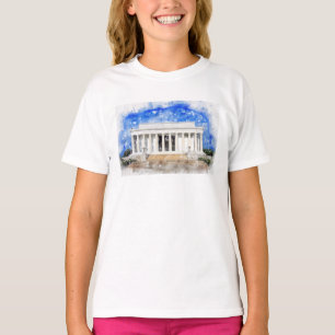 Camiseta Lincoln Memorial facade em aquarela