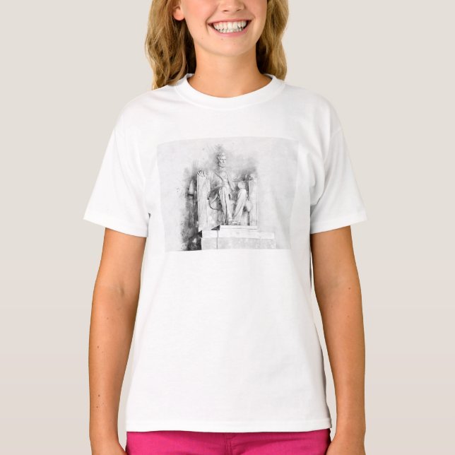 Camiseta Lincoln Memorial watercolor e desenho a lápis (Frente)