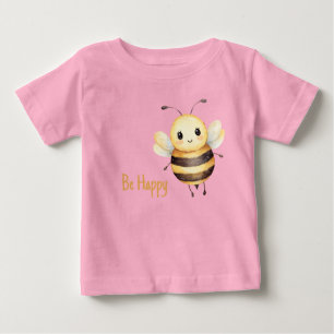 Camiseta Linda Amarela Preta Seja Feliz Abelha