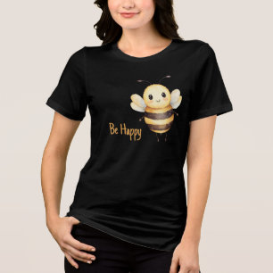 Camiseta Linda Amarela Preta Seja Feliz Abelha