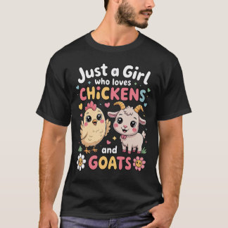 Camiseta Linda Apenas Uma Garota Que Ama Frango E Caprinos