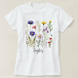 Camiseta Linda Aquarela Jardim Botânico de Flor Selvagem