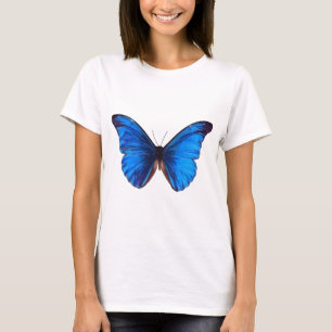 Camiseta Linda arte de colheita da borboleta Blue Monrach
