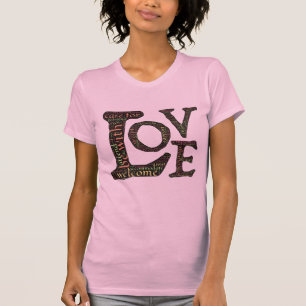 Camiseta Linda Arte de Palavras de AMOR - Espalhe Amor e Co
