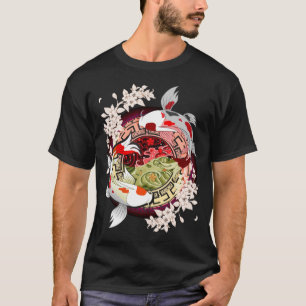 Camiseta Linda Arte Japonesa Flor Koi Fish