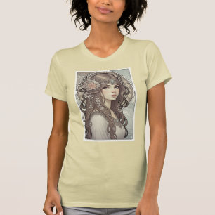 Camiseta Linda Arte Nouveau inspirou o retrato de uma mulhe