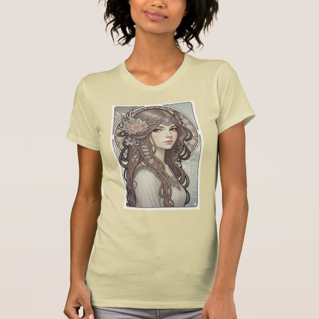 Camiseta Linda Arte Nouveau inspirou o retrato de uma mulhe (Frente)