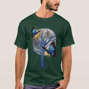 Camiseta Linda árvore borboletas entoadas