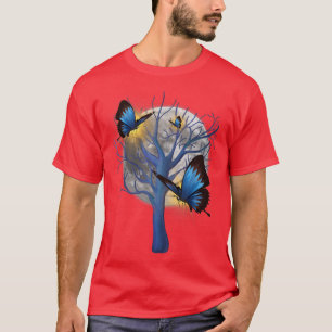 Camiseta Linda árvore borboletas entoadas