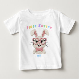 Camiseta Linda Bebê Menina Primeiro Coelho de Páscoa