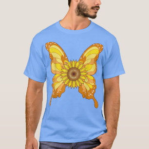 Camiseta Linda Borboleta Amarelo-Flor-Hippie