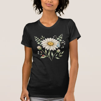 Camiseta Linda Borboleta Azul Margarida Arte Aquarela