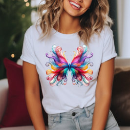 Camiseta Linda Borboleta Estilizada Colorida