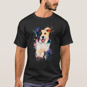 Camiseta Linda Borda Collie Puppy Dog Splash Portrait Art