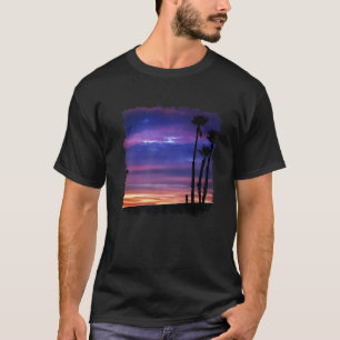 Camiseta Linda cena da praia do Oceano Califórnia Palma do