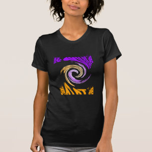 Camiseta Linda Design de Arte Moderna: Roxo e Dourado