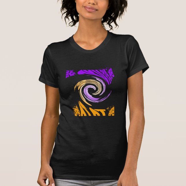 Camiseta Linda Design de Arte Moderna: Roxo e Dourado (Frente)
