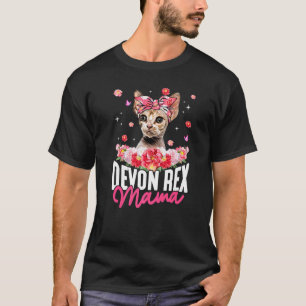 Camiseta Linda Devon Rex Mamãe Flor Bandana Gato Dia das Mã