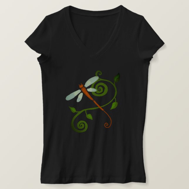 Camiseta Linda Dragonfly Abstrato Art para Vestir (Frente do Design)