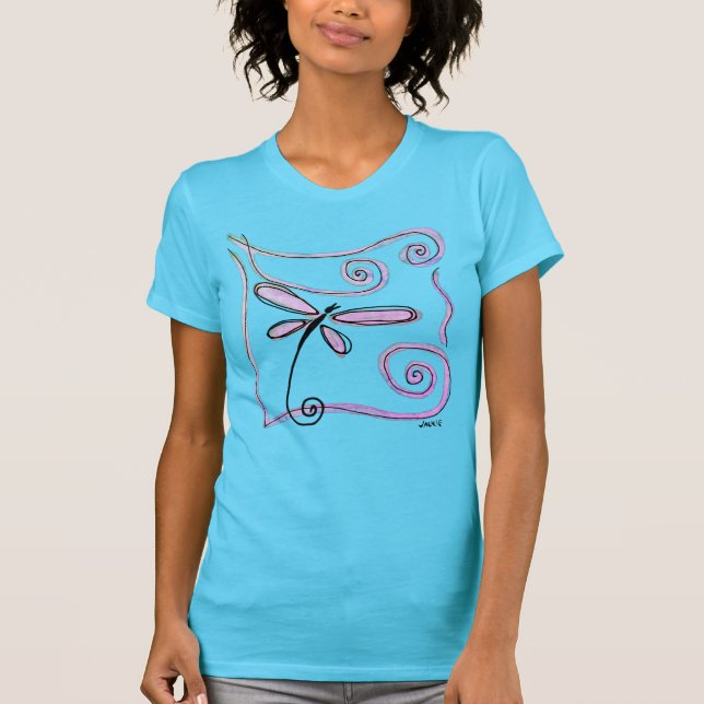 Camiseta Linda Dragonfly Abstrato Art para Vestir (Frente)