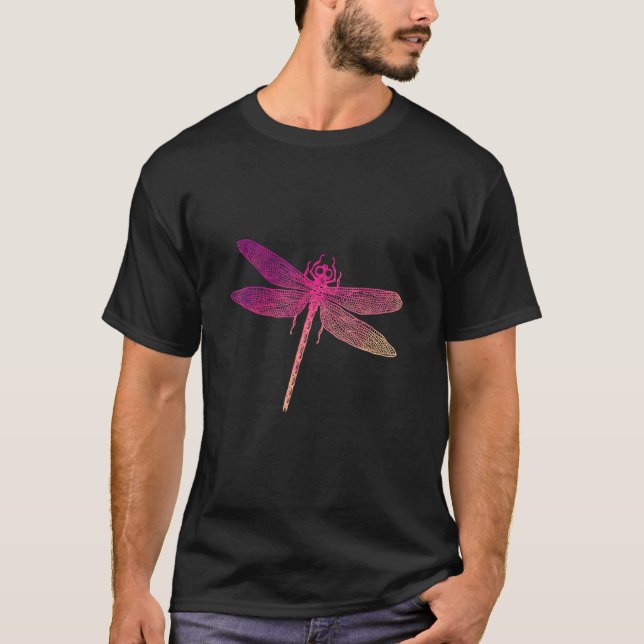 Camiseta Linda Dragonfly Colorida Insetada (Frente)