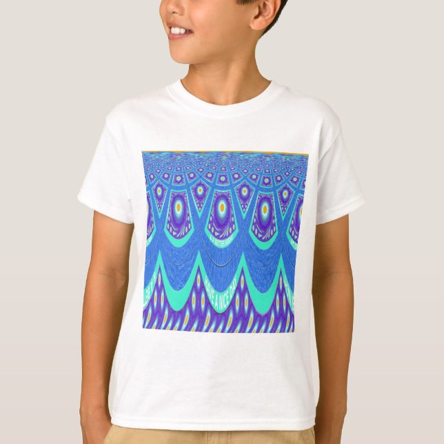 Camiseta Linda e adorável Cyan Blue batik vetor Art (Frente)