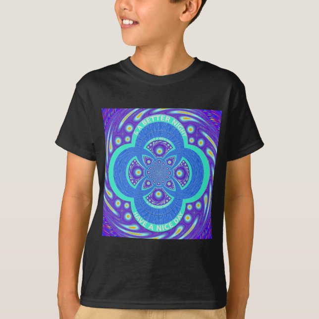 Camiseta Linda e adorável design da Flora Azul-Mandala Afri (Frente)