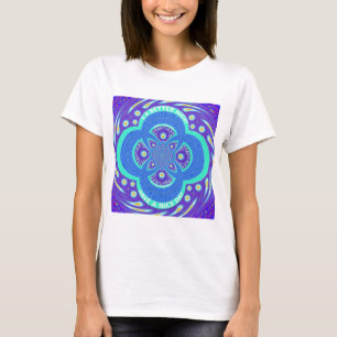 Camiseta Linda e adorável design da Flora Azul-Mandala Afri