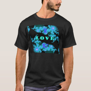 Camiseta Linda e colorida Arte do vetor do universo do amor