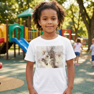 Camiseta Linda e fofa aquarela de gatinho brincalhão