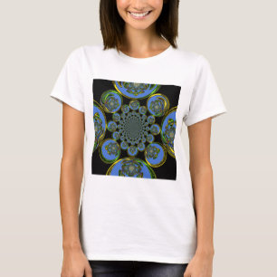 Camiseta Linda e legal arte azul-clara caleidoscópica