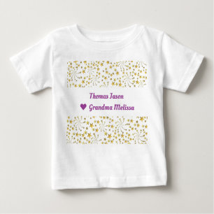 Camiseta Linda Elegante Trendência Dourada Estrelas Nome Am