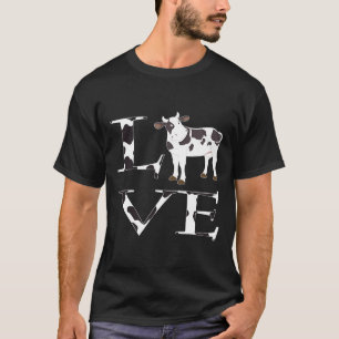 Camiseta Linda Estampa de Vaca Eu Amo Vacas Mulheres Crianç