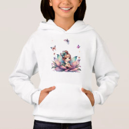 Camiseta Linda fada sentada dentro da flor