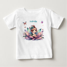 Camiseta Linda fada sentada dentro da flor