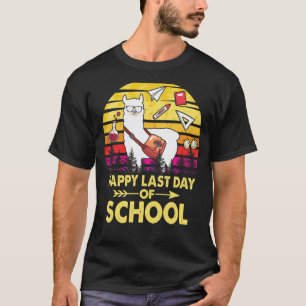 Camiseta Linda Feliz Último Dia De Aula Lhama Vintage