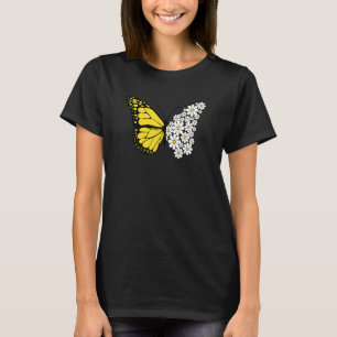 Camiseta Linda Flor de Margarida Estética Borboleta Brilhan